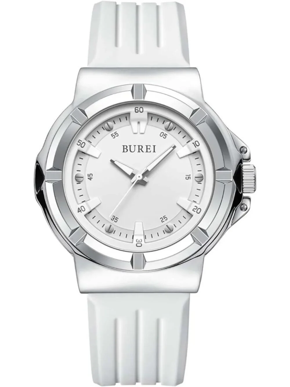Men's White Analog Quartz Silicone Waterproof Geometric Design Classic Watch